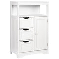 Bathroom Floor Cabinet MDF 1 Door 3 Drawers White J118