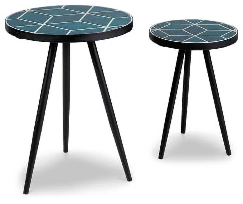 Teal Accent Table Set of 2 Q918