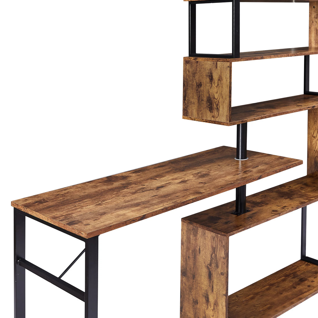 L-Shaped Corner Computer Desk with Bookshelf U92669