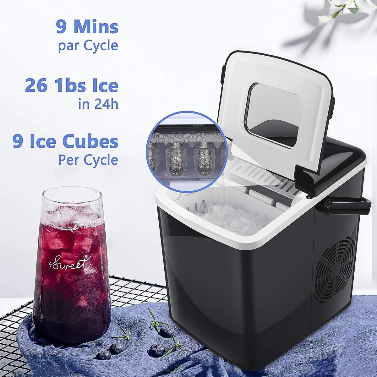 Portable Ice Maker with 2 Optional Ice Cube Sizes P171627