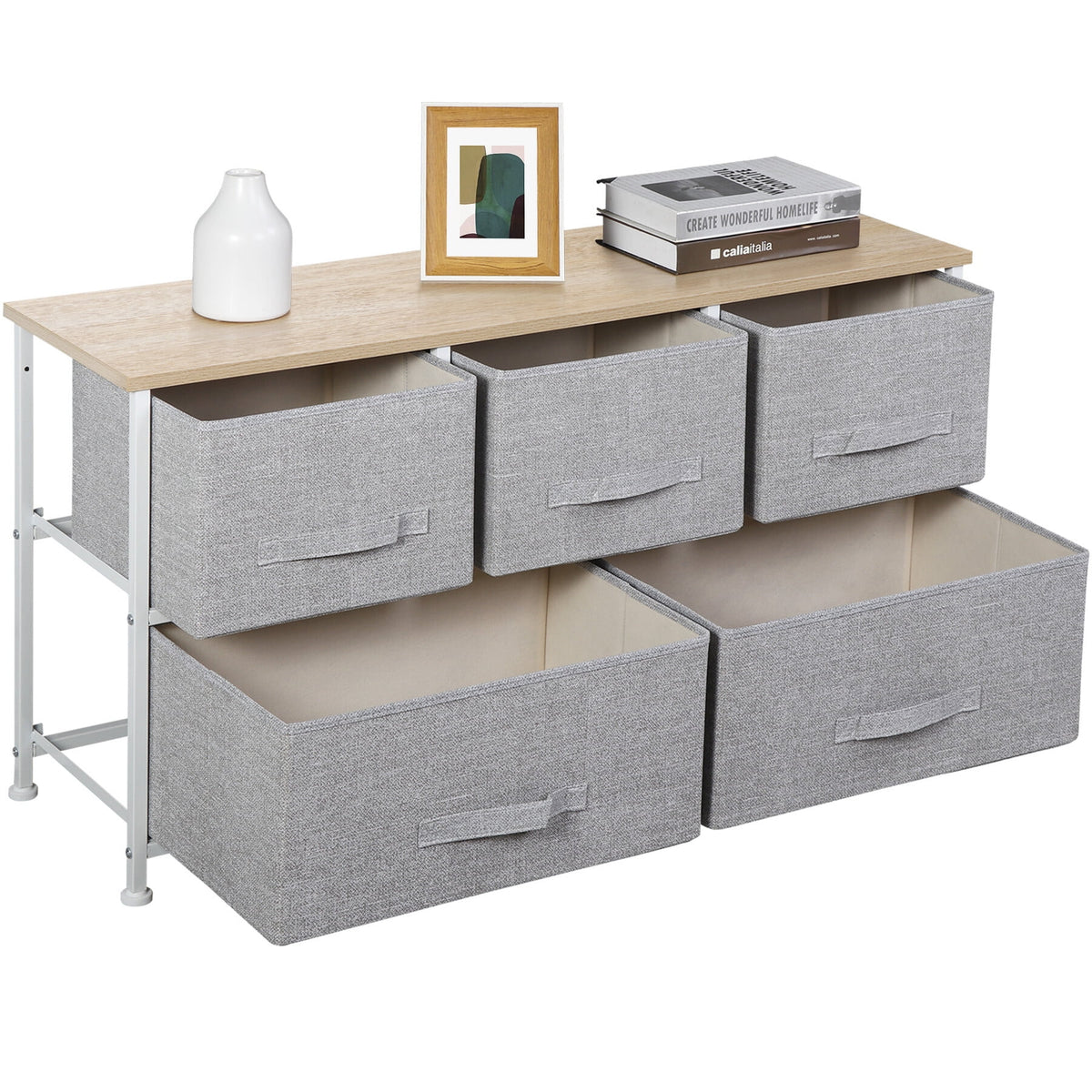 Brown 5 Drawer Fabric Dresser R815000