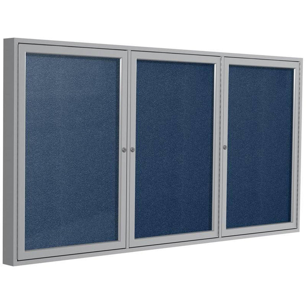 Navy 3-Door Enclosed Vinyl Bulletin Board P168