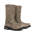 Stone Wash Brown 11-inch Tall Harness Leather Boots P288