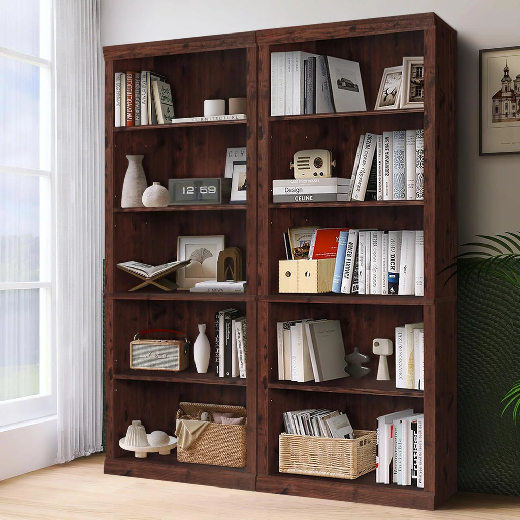 Wooden 5-Shelf Bookcase with Adjustable Shelves J6716