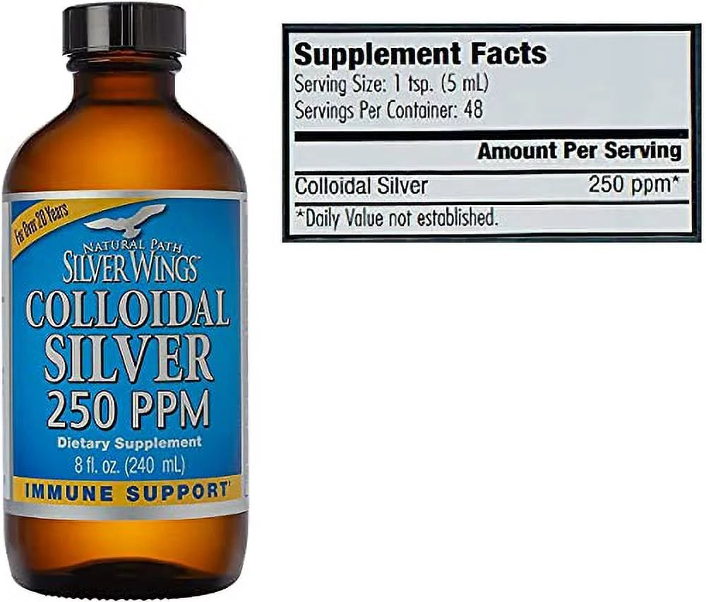 Colloidal Silver Bottle 8Oz 250PPM with Dropper 2Oz C7747