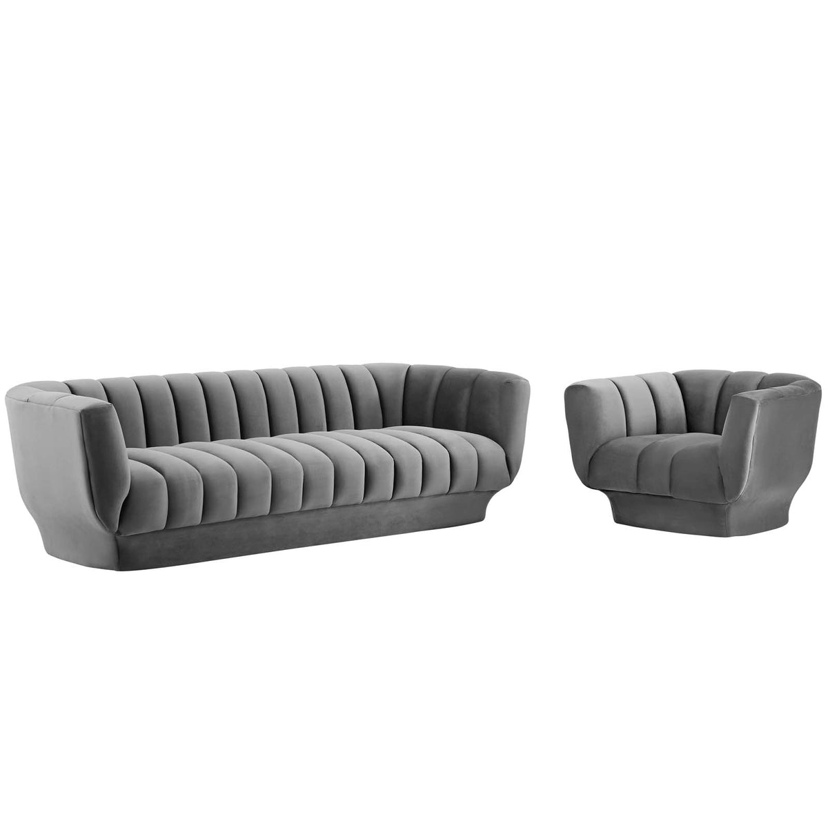 Gray Performance Velvet Sofa and Armchair Set A894