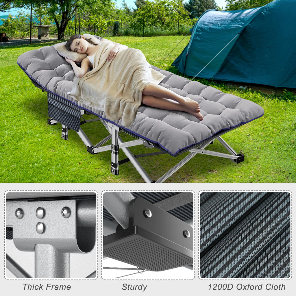 2 Pack Folding Camping Cot with Mattress and Carry Bag B44674