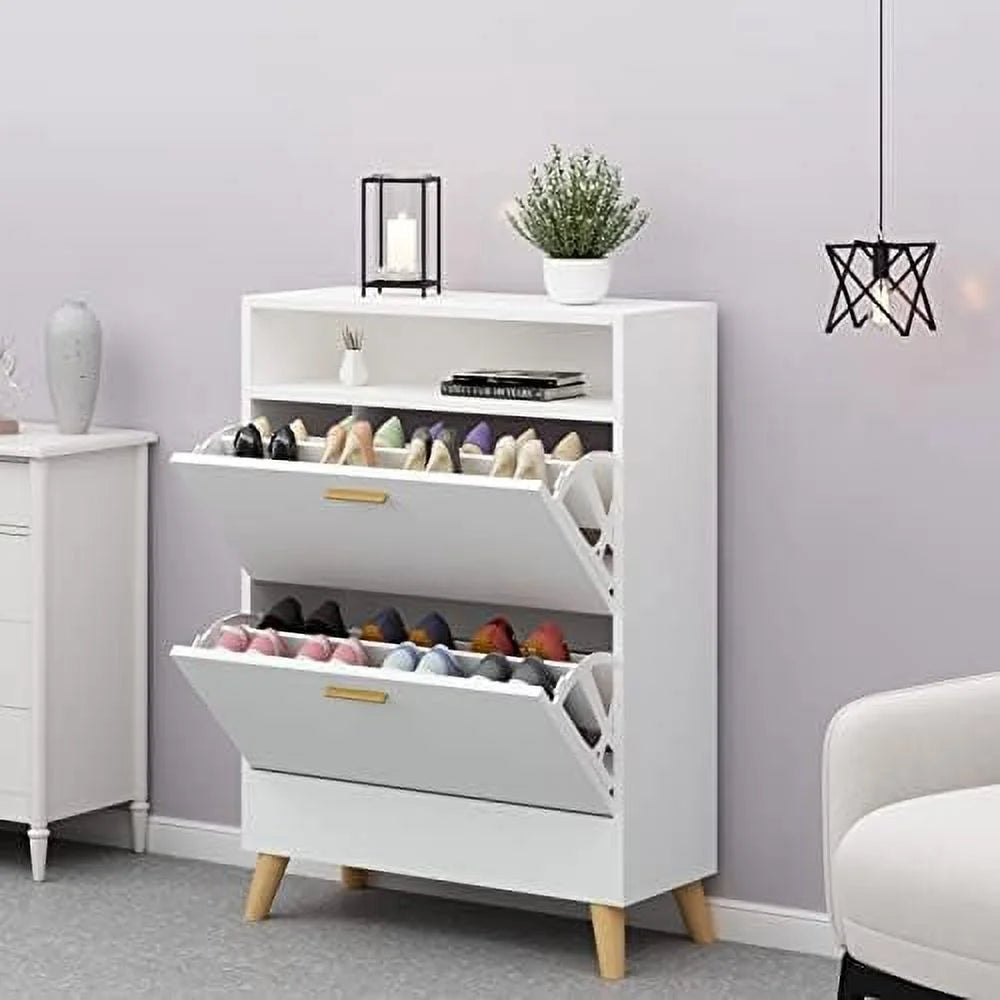 Free Standing Shoe Rack Cabinet with 3 Flip Drawers Q7875