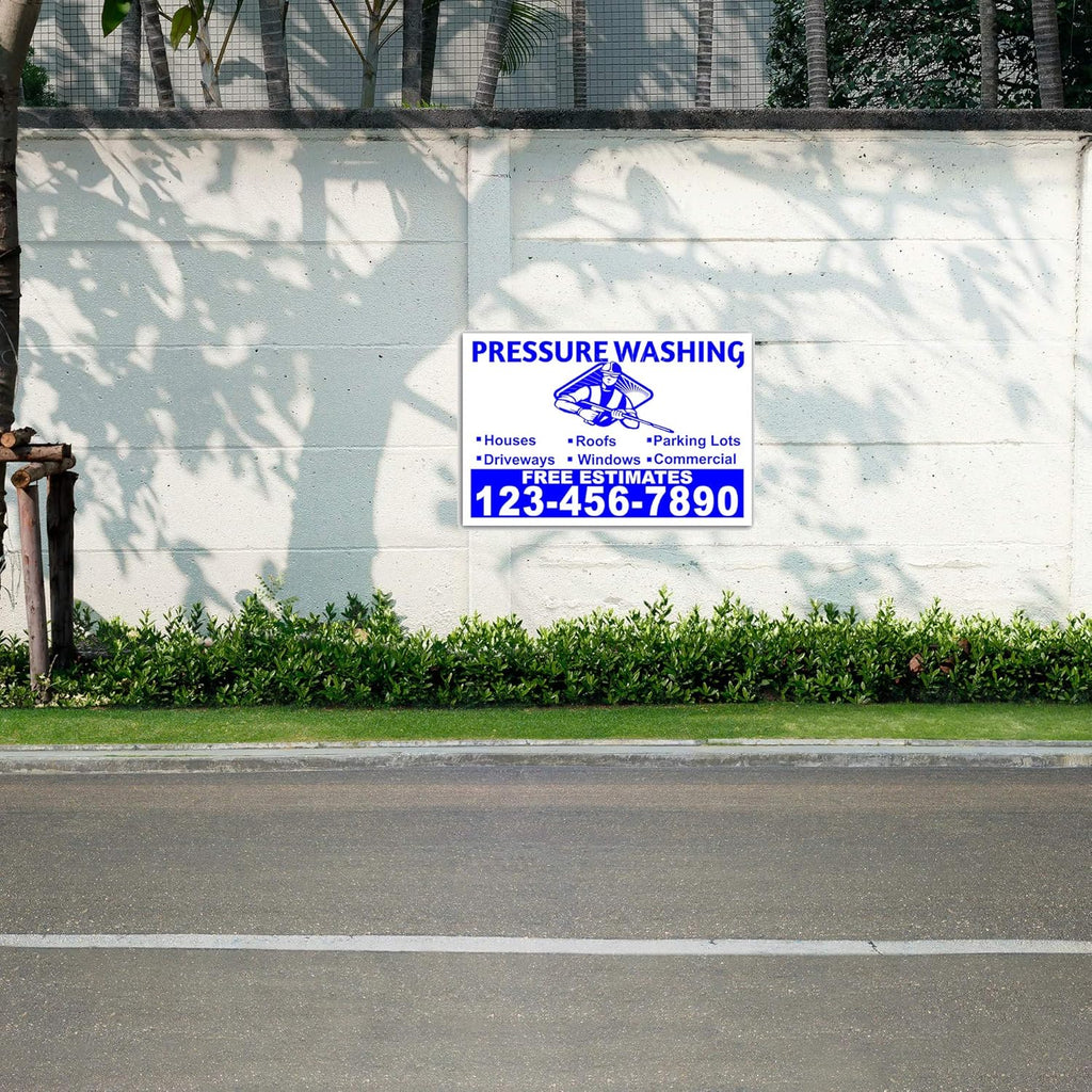 Pressure Washing Yard Signs 18"x12" Single Sided Print Glossy UV-Ink Pack of 2 S391874