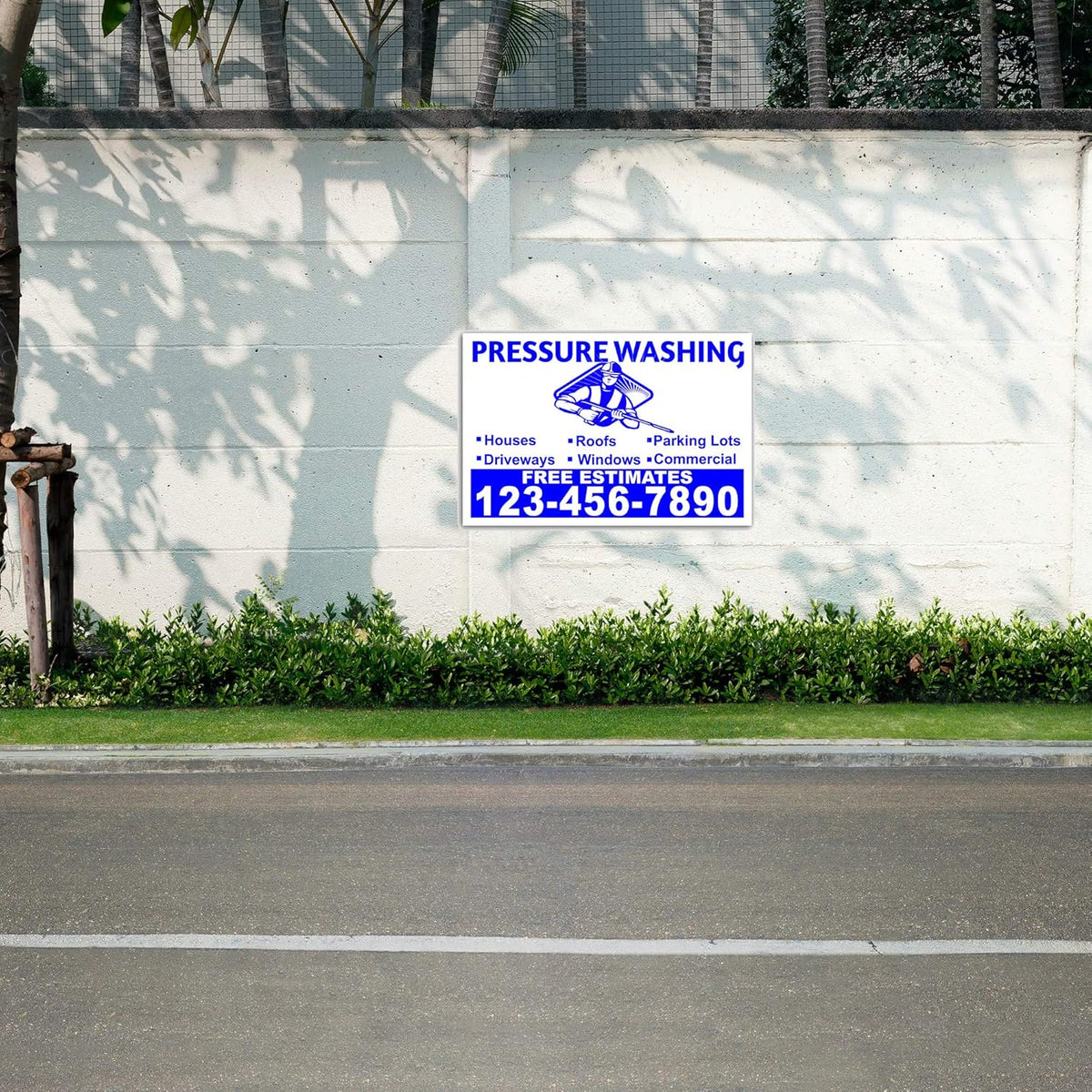 Pressure Washing Yard Signs 18"x12" Single Sided Print Glossy UV-Ink Pack of 2 S391874