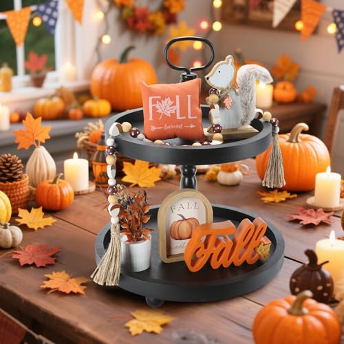 Halloween Decorations and Wooden Two Tiered Tray Stand G20869