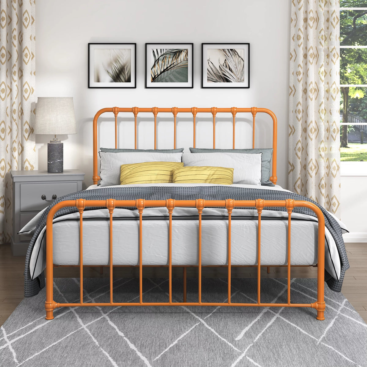 Metal Platform Bed Full Navy Blue J13173