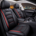 Black - Red Leather Car Seat Covers 5 Seats Full Set D6038