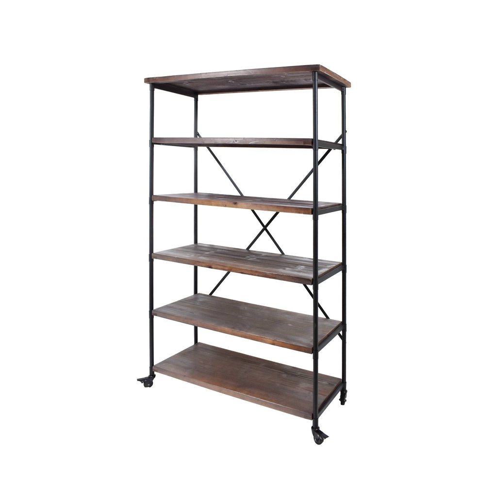 Industrial 5-Shelf Bookcase, Black Finish B7372