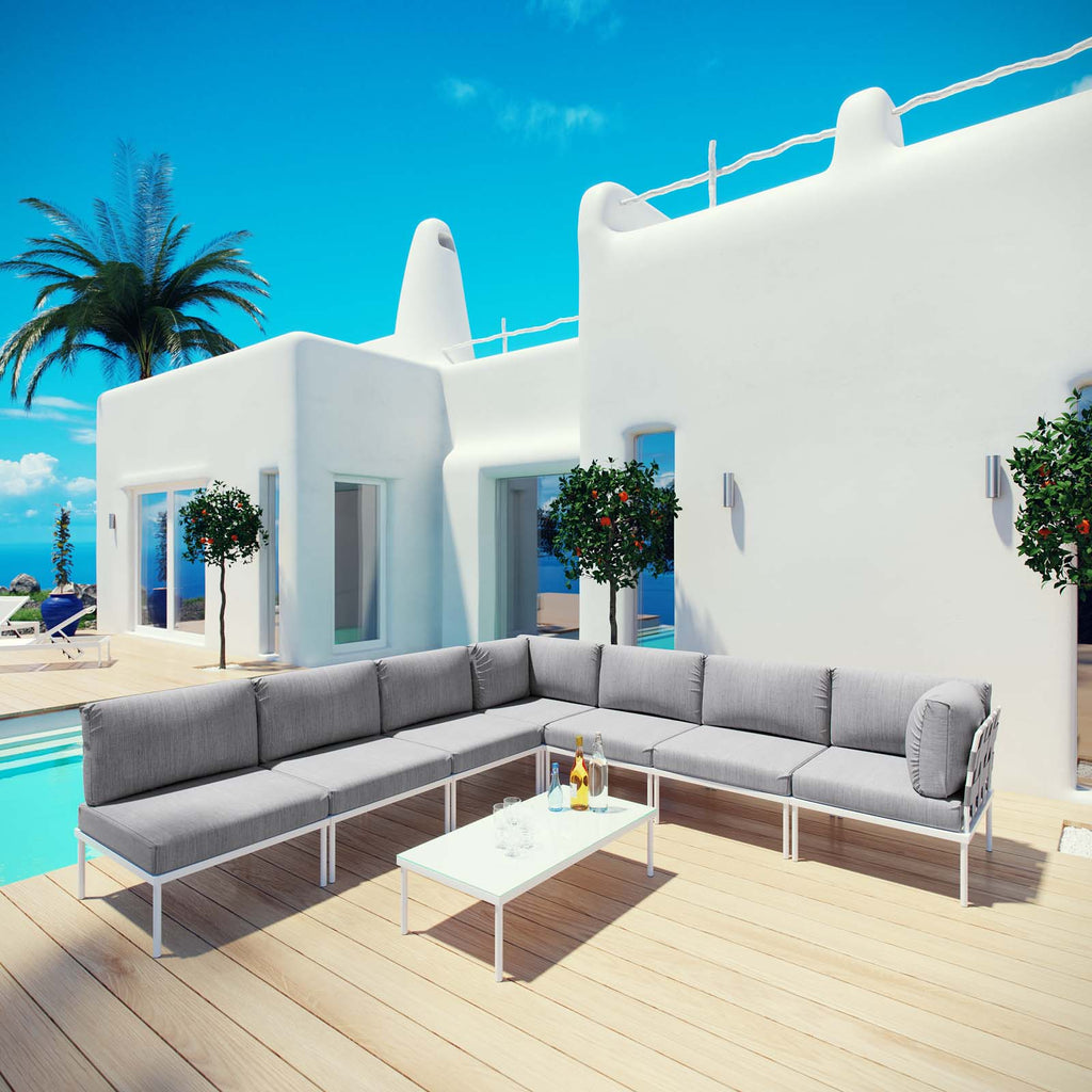 White Gray 8 Piece Outdoor Aluminum Sectional Sofa Set F383620