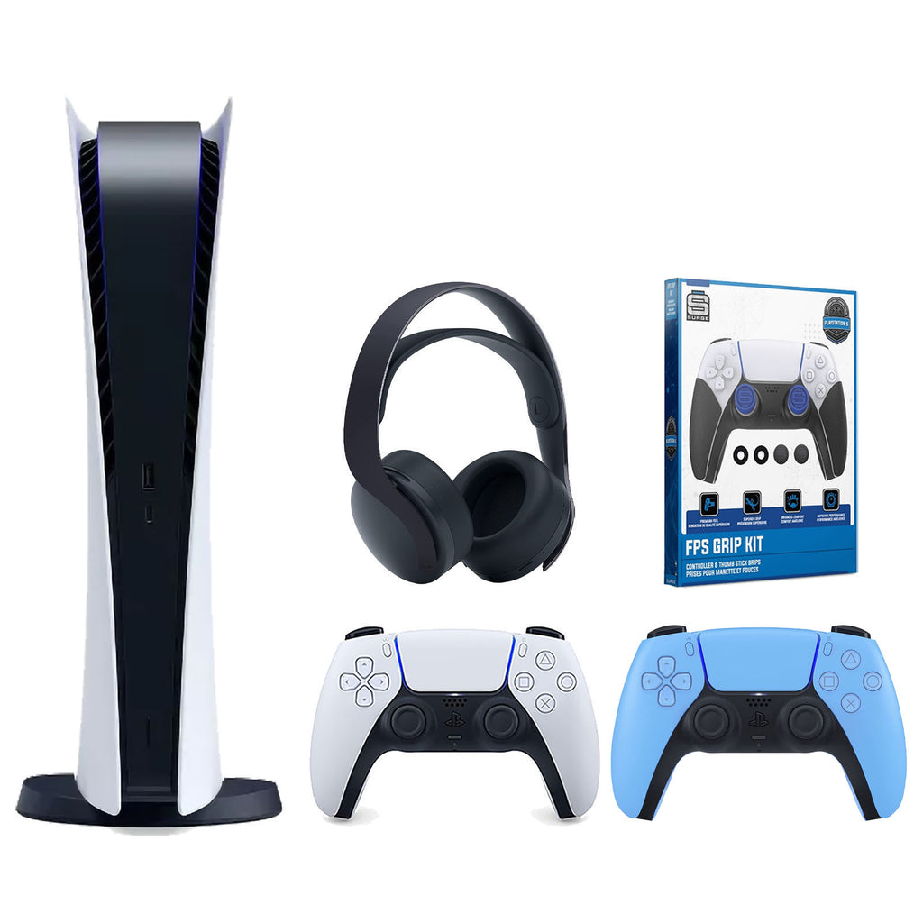 Playstation 5 Digital Edition Console with Blue Controller and Black PULSE 3D Headset A330