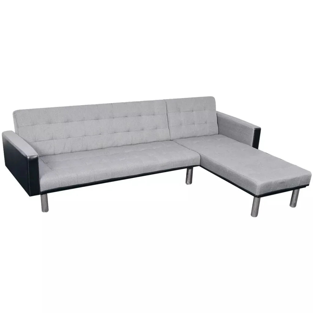 Fabric L-shaped Sofa Bed Black and Gray W529017