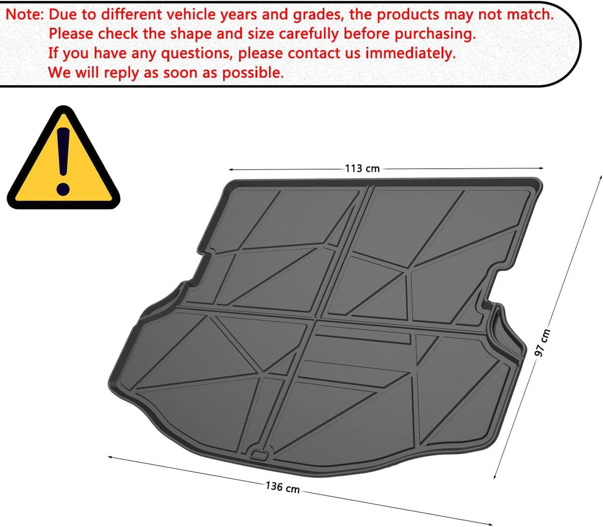 3D Waterproof TPO Cargo Trunk Tray Floor Mats T13819