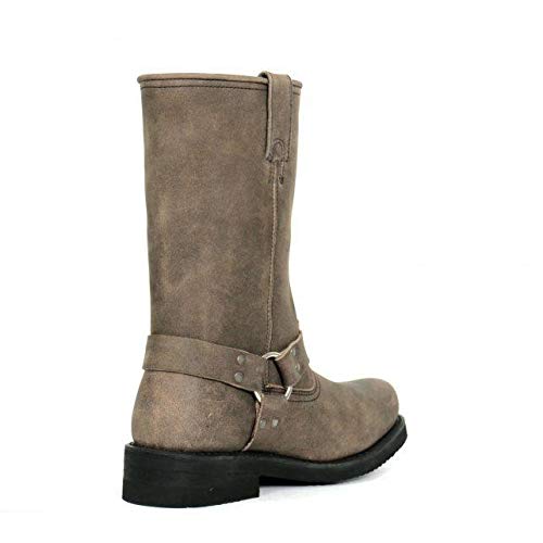 Stone Wash Brown 11-inch Tall Harness Leather Boots P288