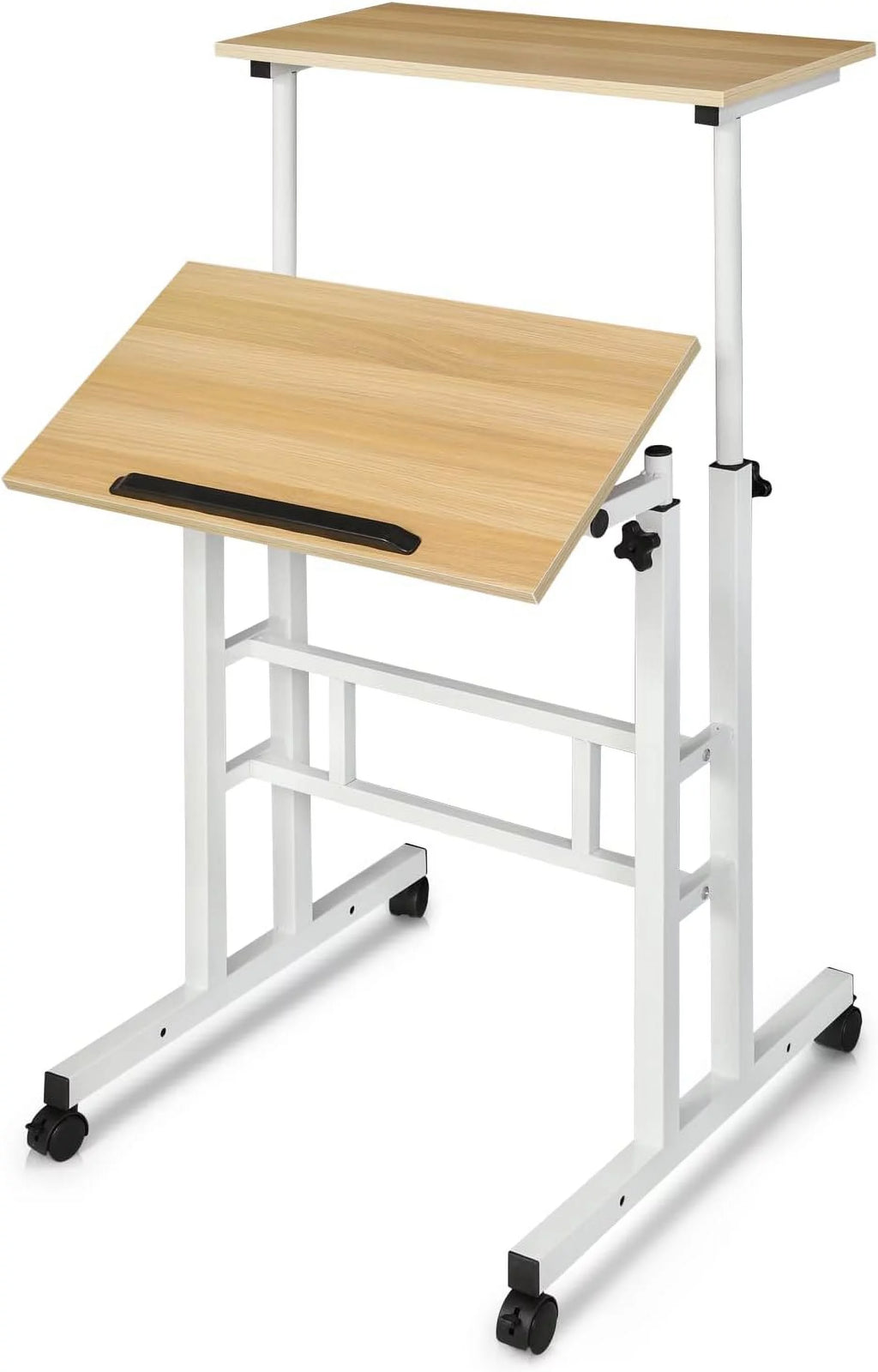 Adjustable Mobile Standing Desk with 2 Platforms Q9743