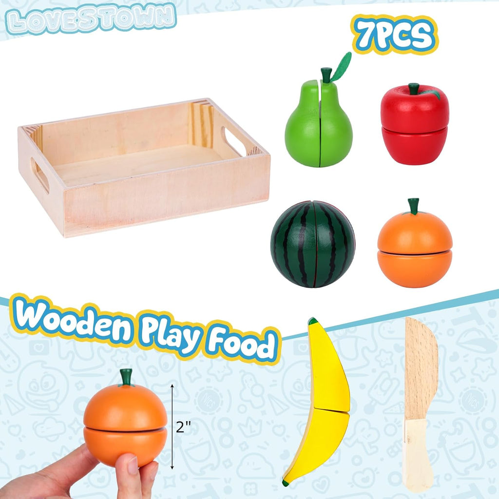 Wooden Play Food Set with Wooden Tray P968316