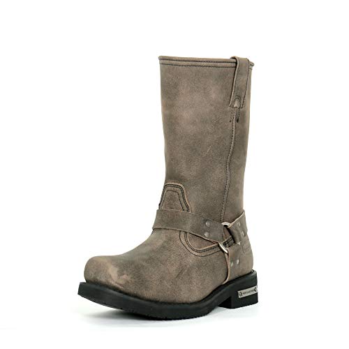 Stone Wash Brown 11-inch Tall Harness Leather Boots P288