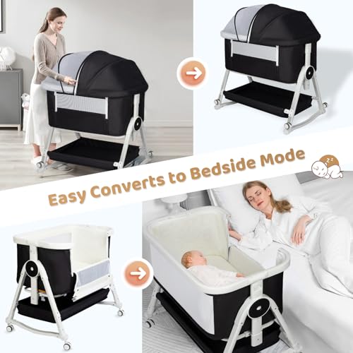 4 in 1 Baby Bassinet with Wheels and Storage Basket G463