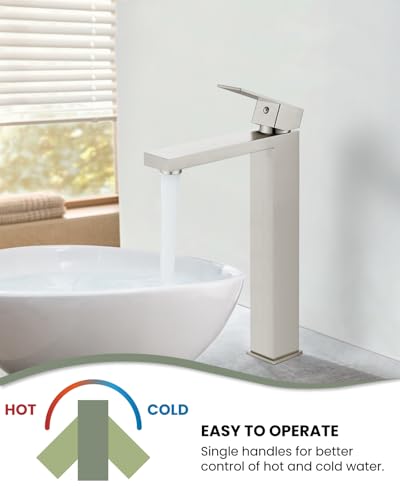 Brushed Gold Tall Single Handle Vessel Sink Faucet L993