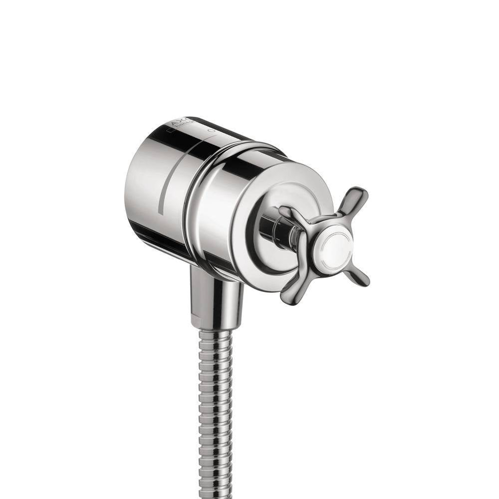 Brushed Nickel Wall Outlet with Cross Handle B5277