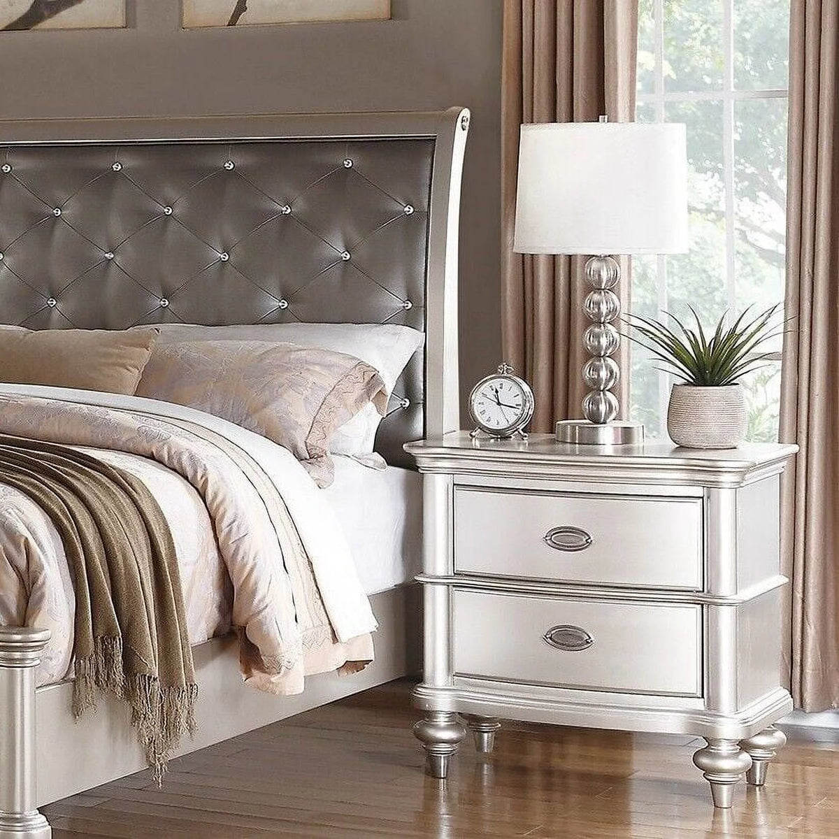 California King Size 3pc Set Faux Leather Tufted Headboard Bedroom Furniture Z41504