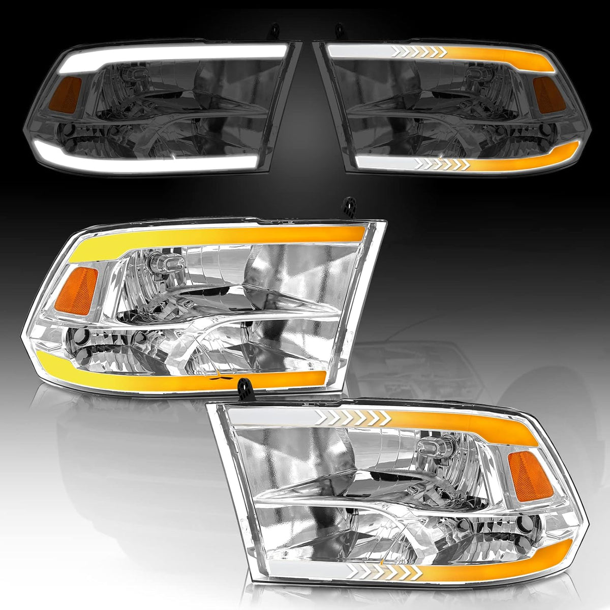 Chrome Housing Headlight Assembly for Dodge Ram Pickup H72895
