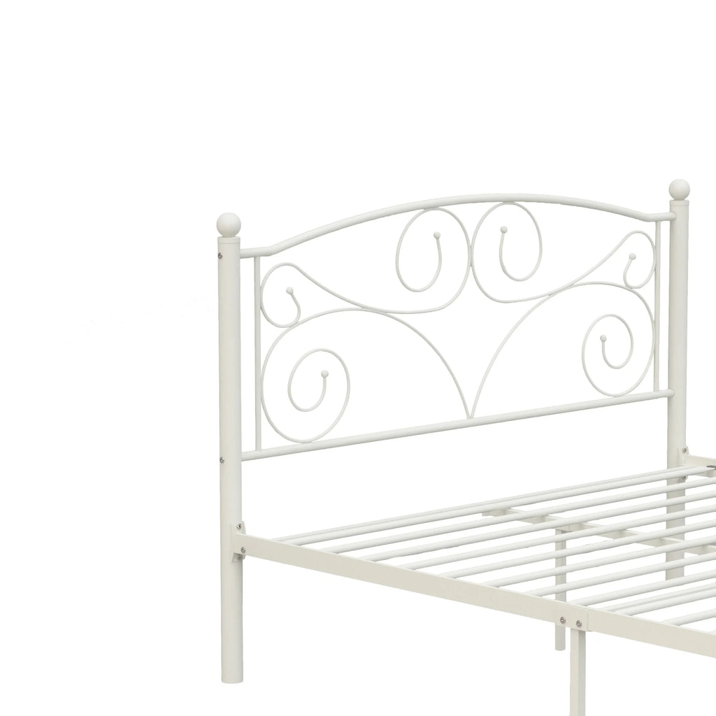 Queen Size Metal Bed Frame with Headboard and Footboard O924709