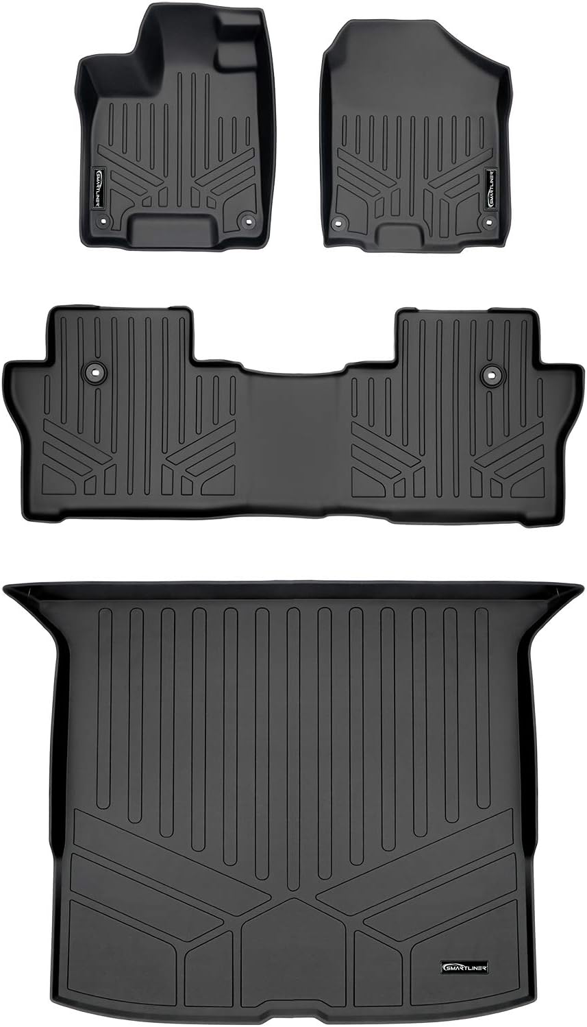 Custom Fit Floor Mats 2 Rows and Cargo Liner Set Black F7720