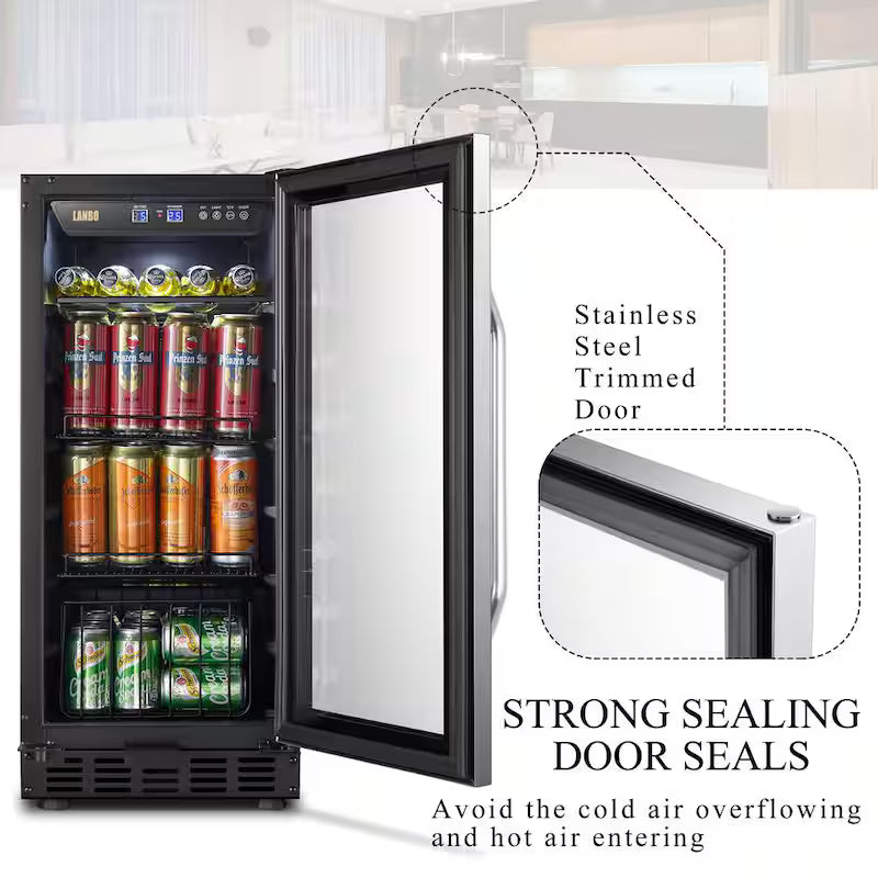 15 in. 70 Can Stainless Steel Beverage Refrigerator O723380