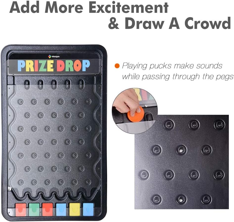30 Prize Drop Plinko Board Disk Drop Game 6 Slots with 10 Pucks X137411