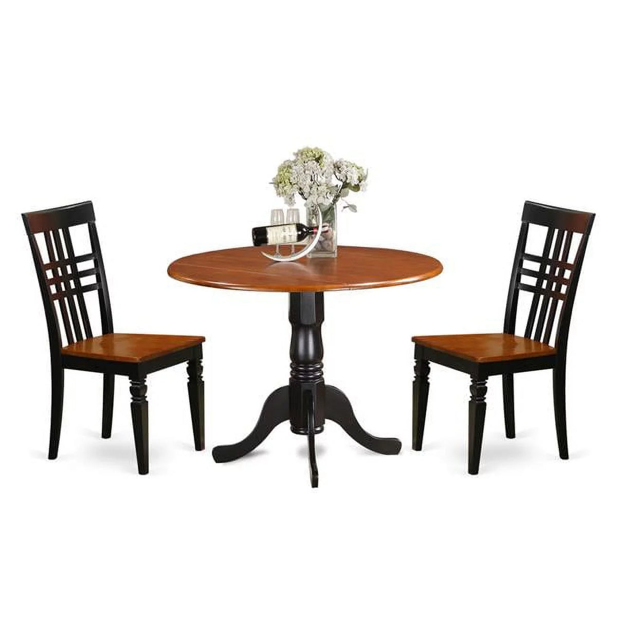 Black & Cherry 3 Piece Dining Room Table Set with Two Chairs G1219