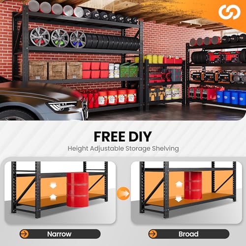 79" W Heavy Duty Metal Storage Shelves, 4 Tier, Black N223