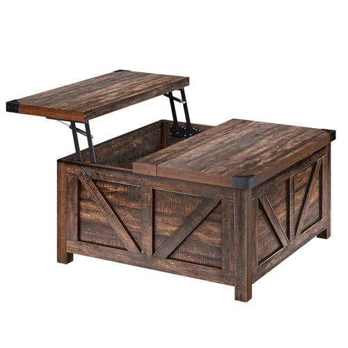 Brown Wood Lift Top Coffee Table with Storage and USB Port S69093