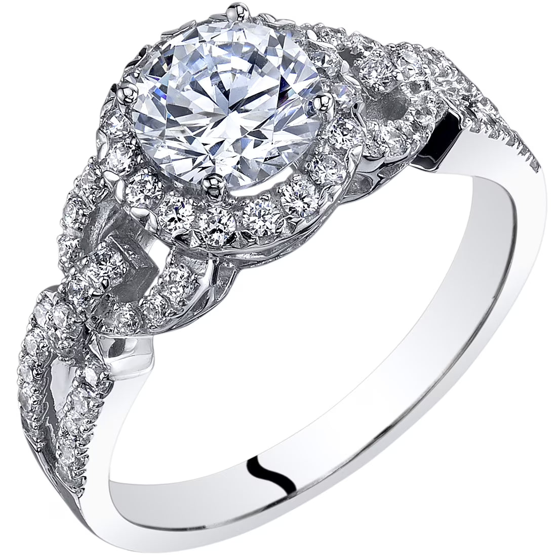 14K White Gold Cubic Zirconia Solitaire Engagement Ring Q41428