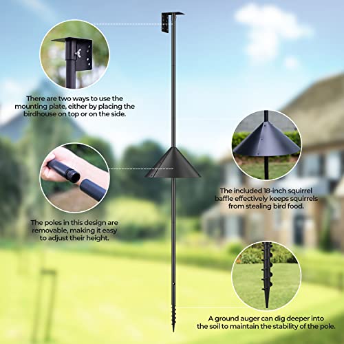92 Inch Adjustable Heavy Duty Bird Feeder Pole with Squirrel Proof Baffle I8346