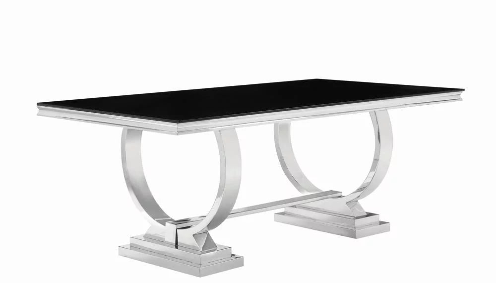 Rectangular Dining Table Chrome and Black G538