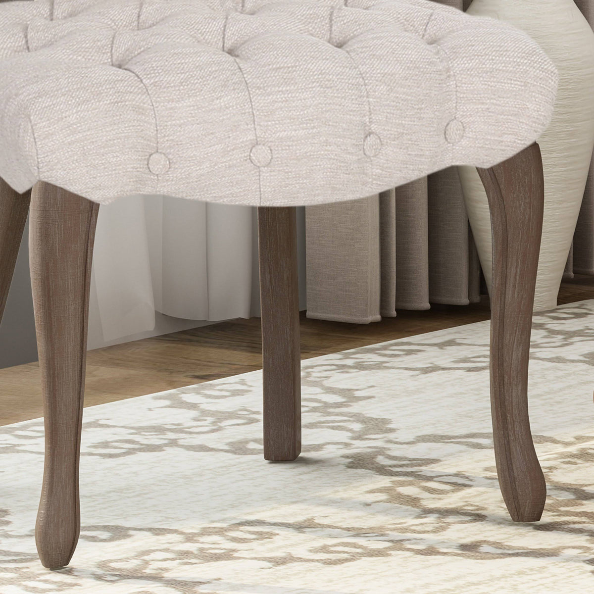 Tufted Dining Chair with Cabriole Legs Set of 2 Light Gray Y29572