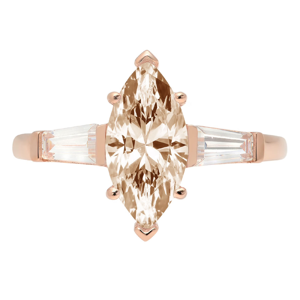 Champagne Simulated Diamond 3 Stone Ring X849