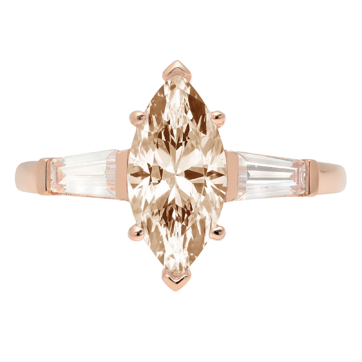 Champagne Simulated Diamond 3 Stone Ring X849