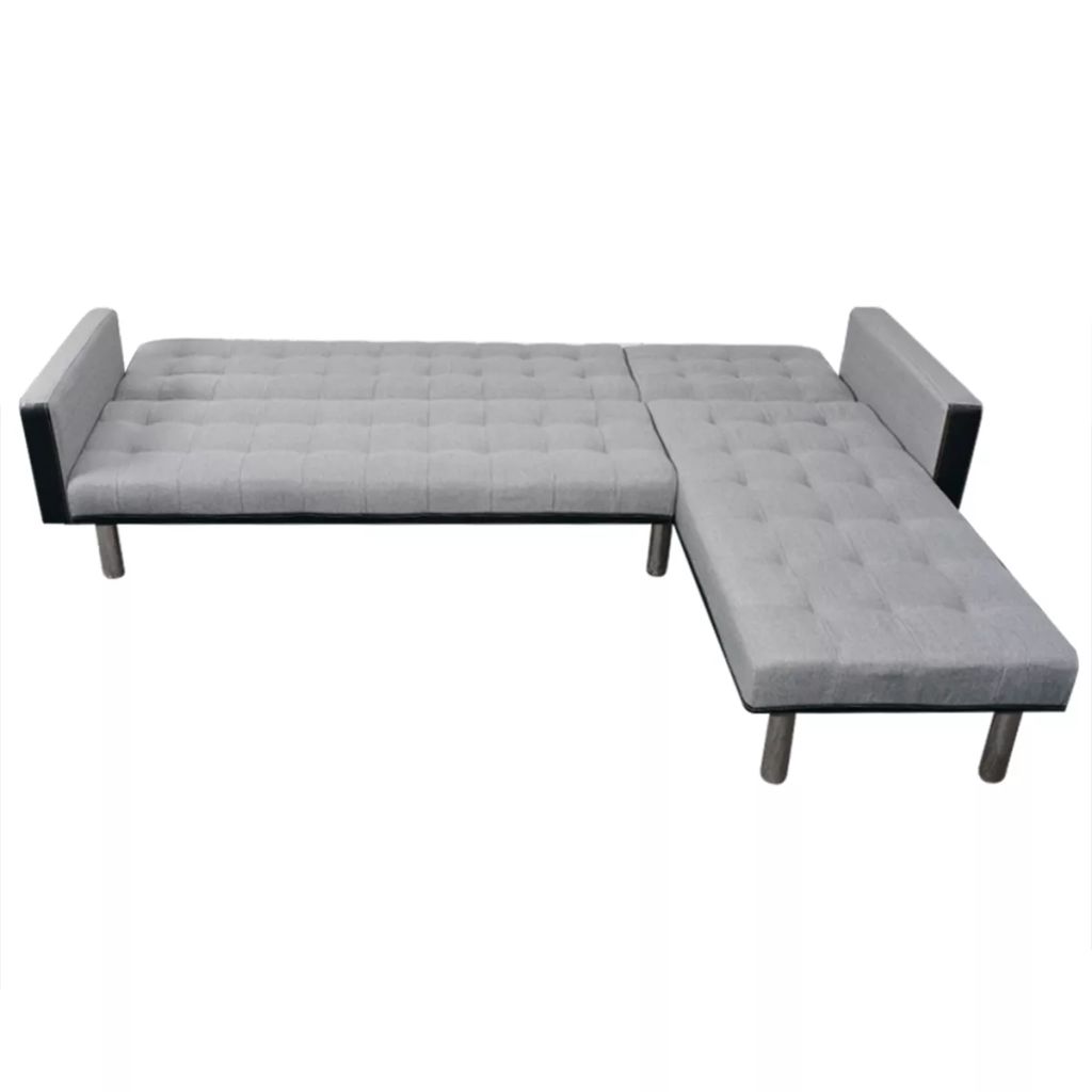 Fabric L-shaped Sofa Bed Black and Gray W529017