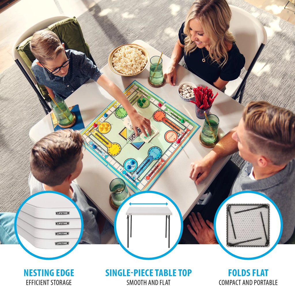 37 inch Square Folding Table White Granite N444