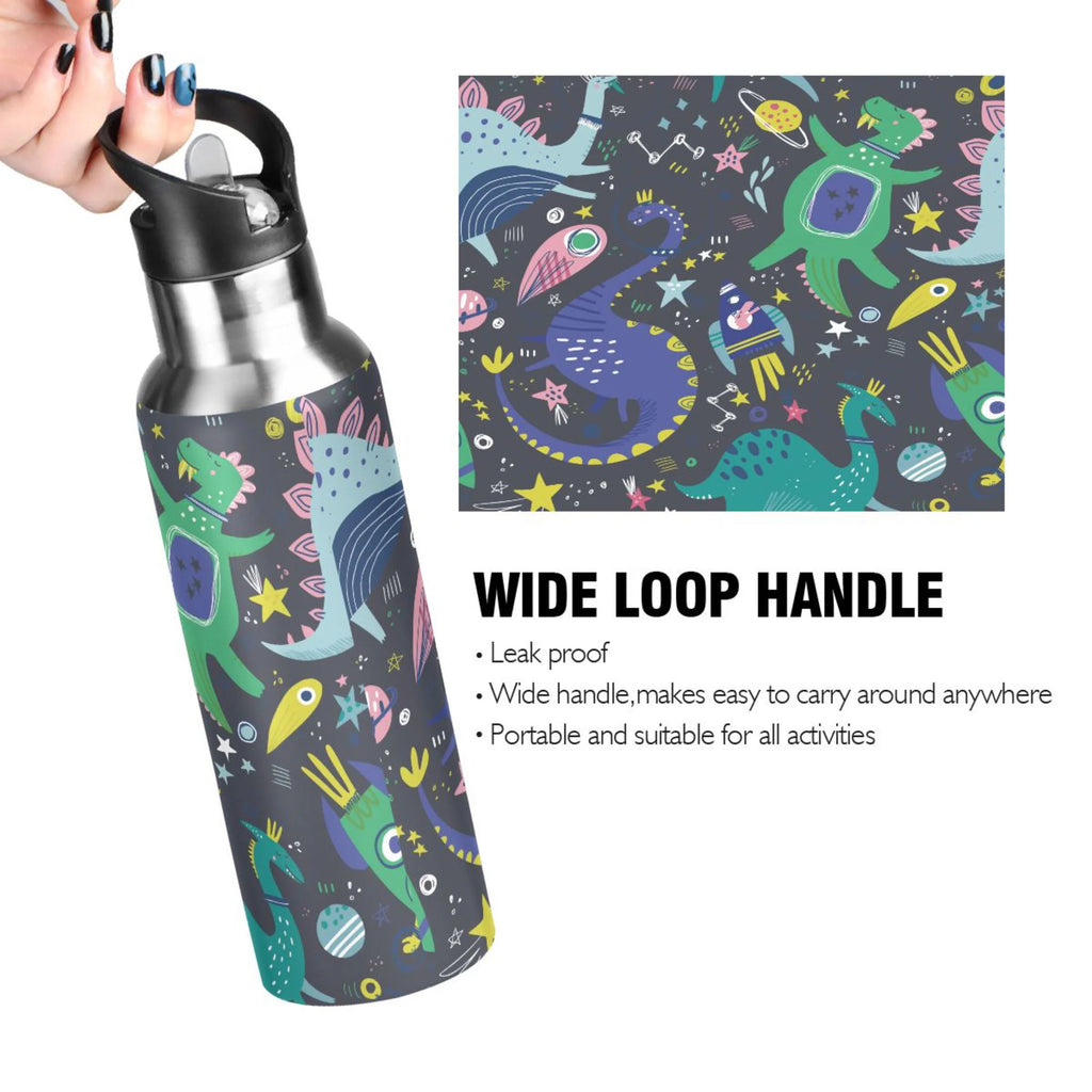 Stainless Steel Insulated Thermos Vacuum Flask Water Bottle with Straw Lid Q505