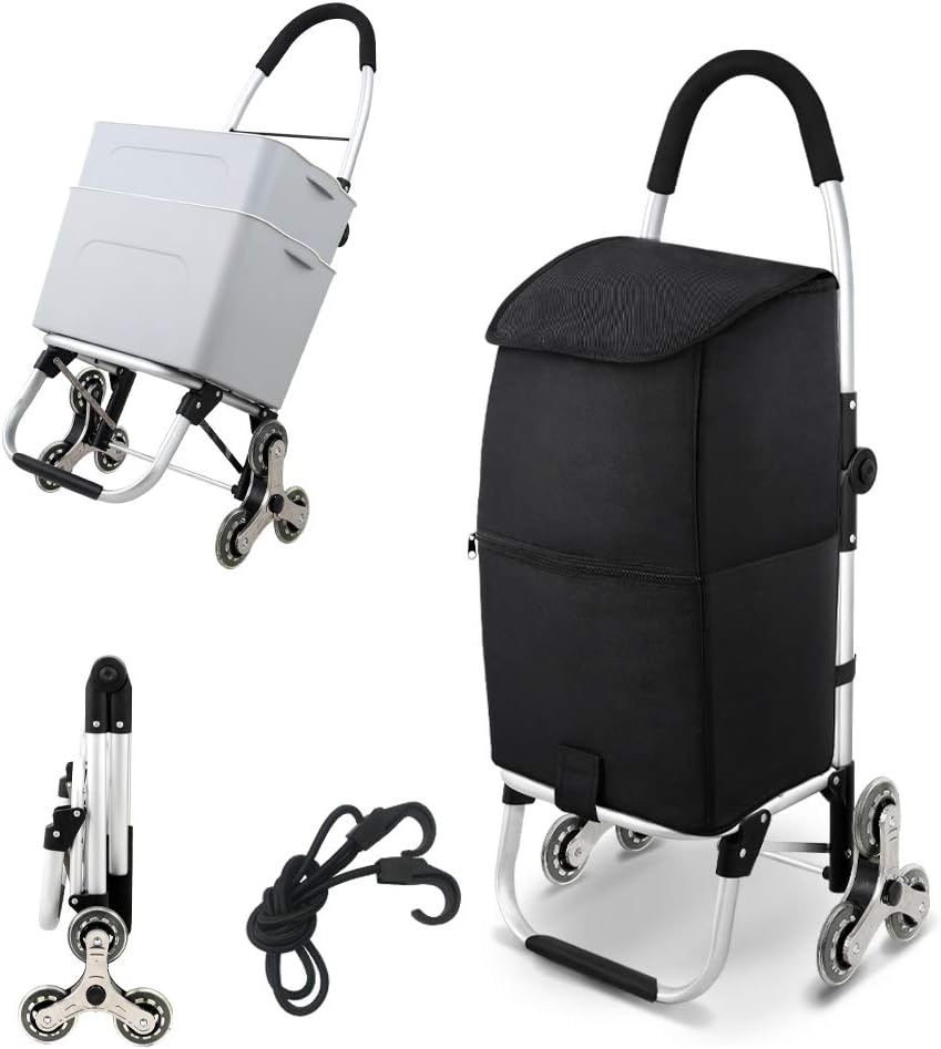 Black Foldable Shopping Cart with Extra Large Bag (6 Wheels) D749399