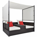 Brown Poly Rattan Patio Bed with Canopy X9038