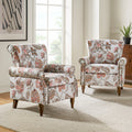 Pink Floral Upholstered Accent Armchair Set of 2 O8062